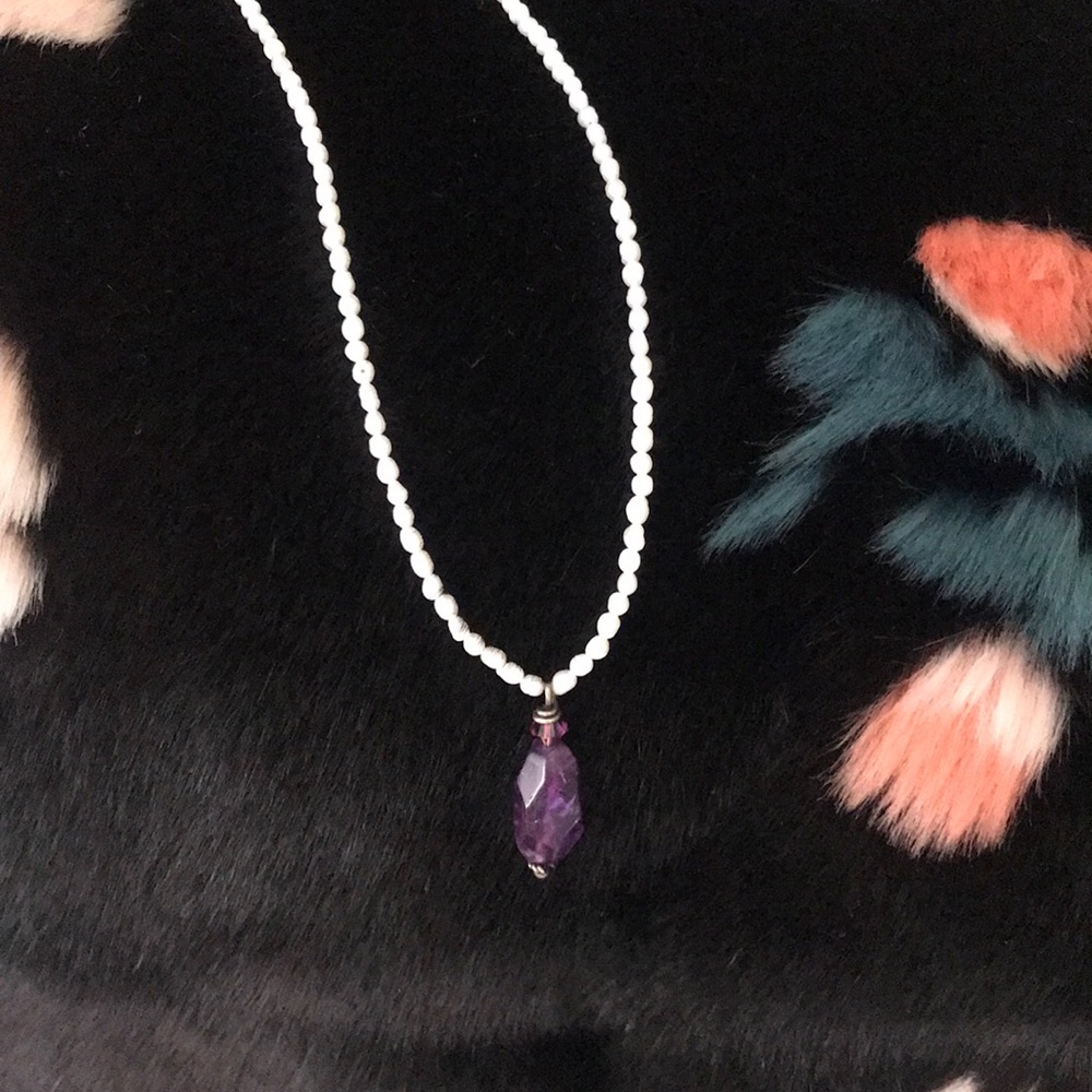 NEW Handmade Delicate Seed Pearl Amethyst Choker